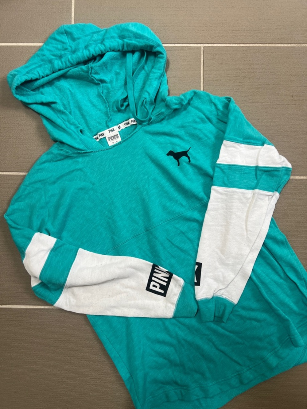 PINK Teal Hooded Pullover